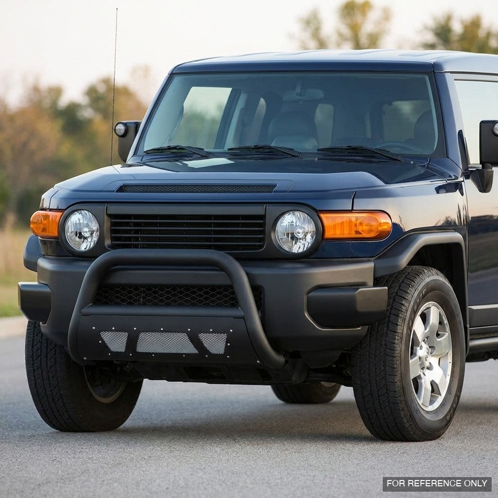 2007-2014 Toyota FJ Cruiser Bull Guard w/ Studded Mesh Skid Plate — Matte Black
