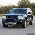 2008-2010 Jeep Grand Cherokee Advanced Series Bull Guard w/ LED Light Bar — Matte Black, Brushed Aluminum Skid Plate