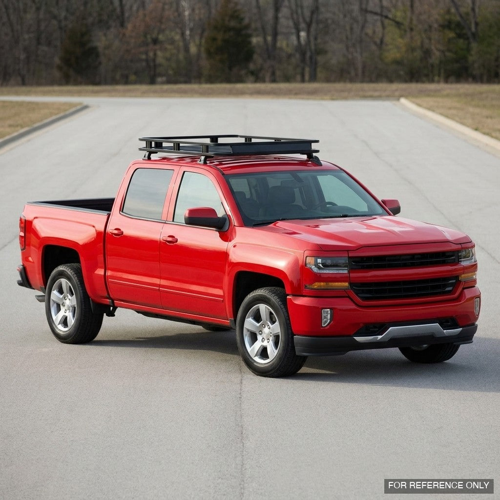 2014-2018 Chevrolet Silverado 1500 & GMC Sierra 1500 Crew Cab Low Profile Roof Basket System — Drill-Free Steel, Matte Black
