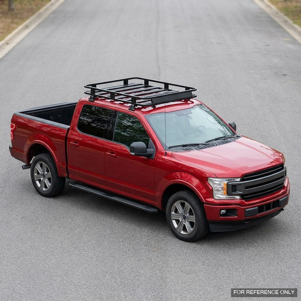 2015-2025 Ford F-150 SuperCrew Low Profile Roof Basket — Drill-Free Steel, Matte Black