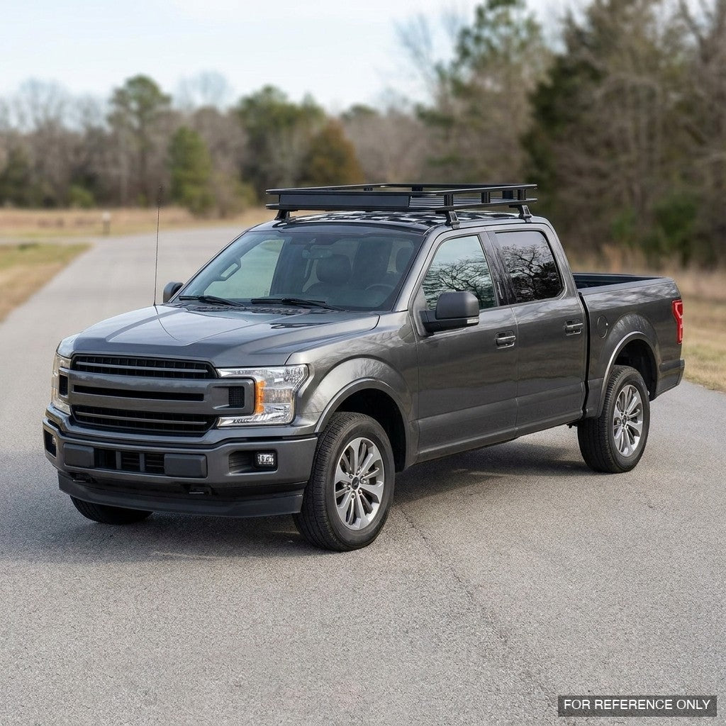 2015-2026 Ford F-150 SuperCrew Low Profile Roof Basket System — Drill-Free Steel, Matte Black