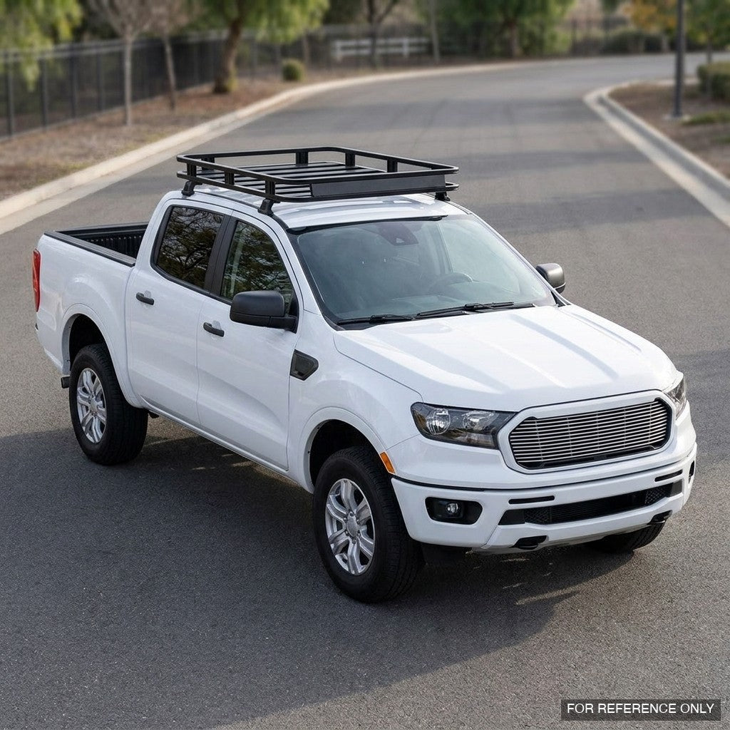 2019-2023 Ford Ranger SuperCrew Low Profile Roof Basket System — Drill-Free Steel, Matte Black