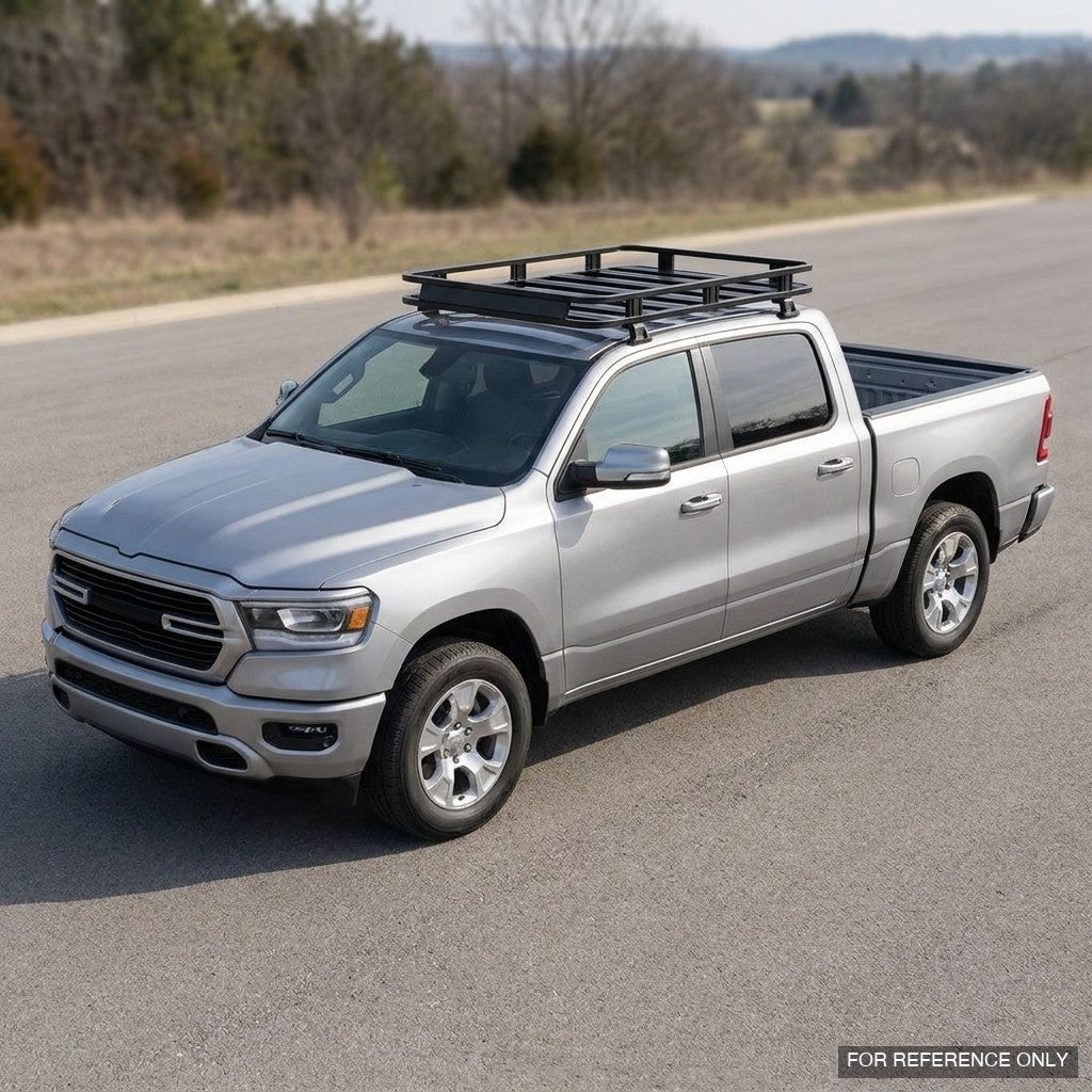 2019-2025 Ram 1500 Crew Cab Low Profile Roof Basket — Drill-Free Steel, Matte Black