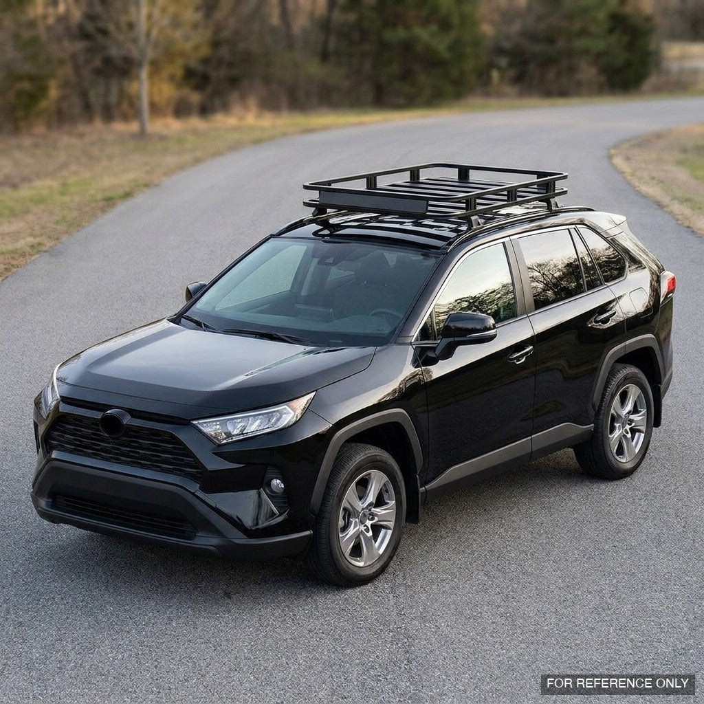 2019-2025 Toyota RAV4 Low Profile Roof Basket System — Drill-Free Steel, Matte Black