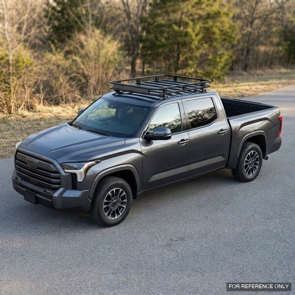 2022-2024 Toyota Tundra CrewMax Low Profile Roof Basket — Drill-Free Steel, Matte Black