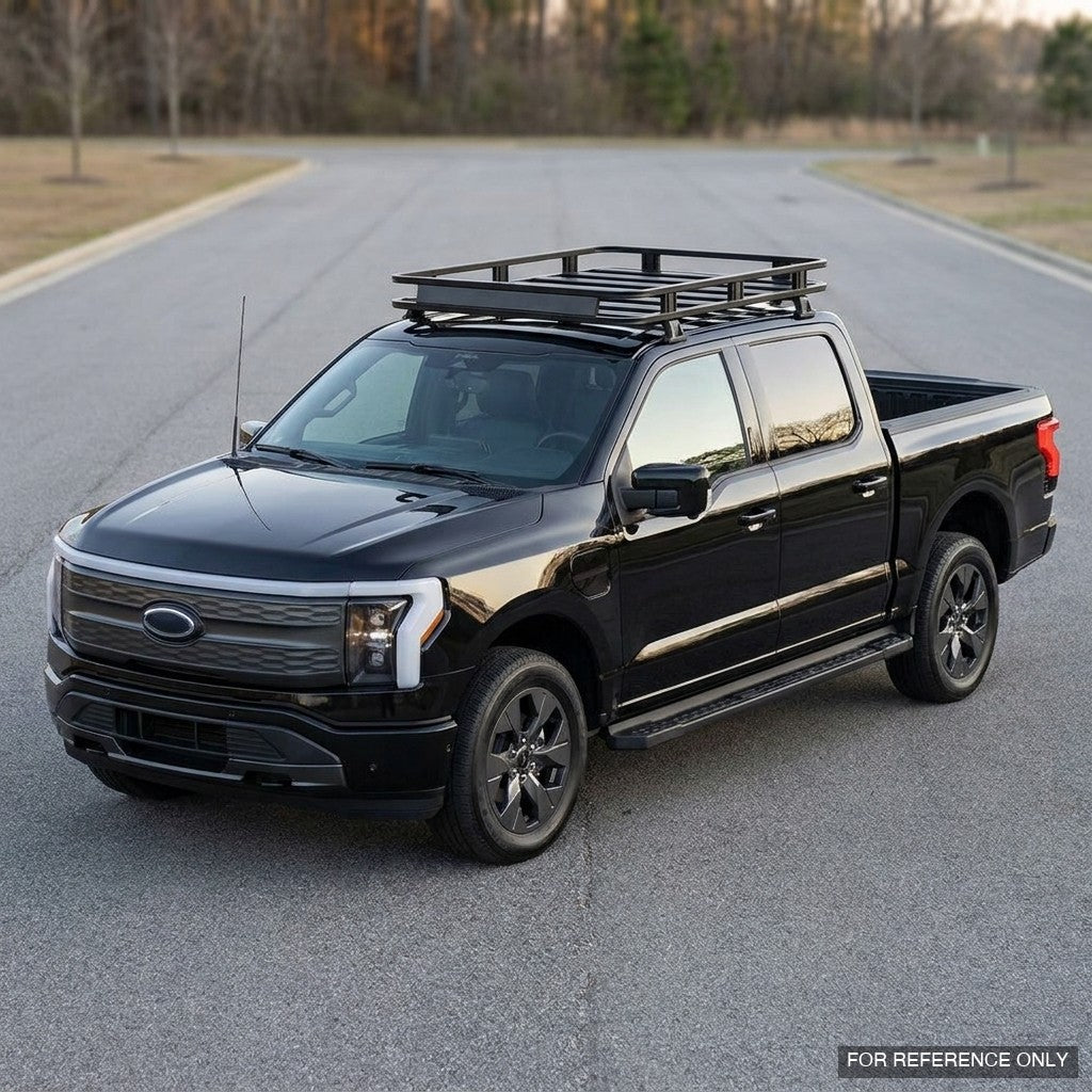 2022-2025 Ford F-150 Lightning SuperCrew Low Profile Roof Basket — Drill-Free Steel, Matte Black