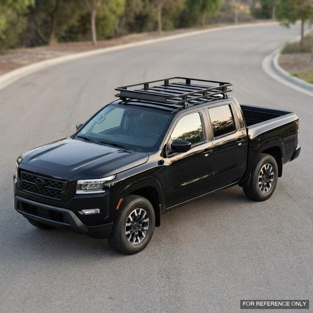 2022-2025 Nissan Frontier Crew Cab Low Profile Roof Basket — Drill-Free Steel, Matte Black