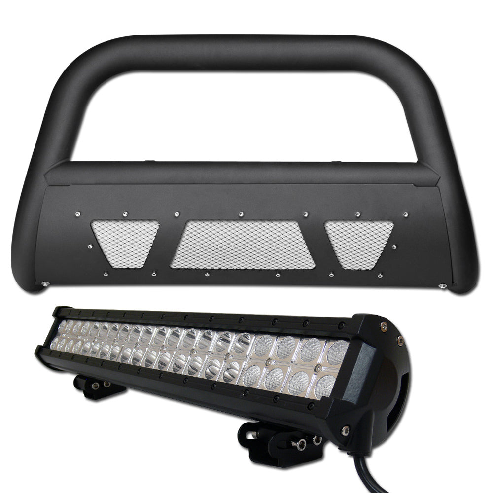 2007-2009 Jeep Wrangler JK Bull Guard w/LED Light Bar - Matte Black