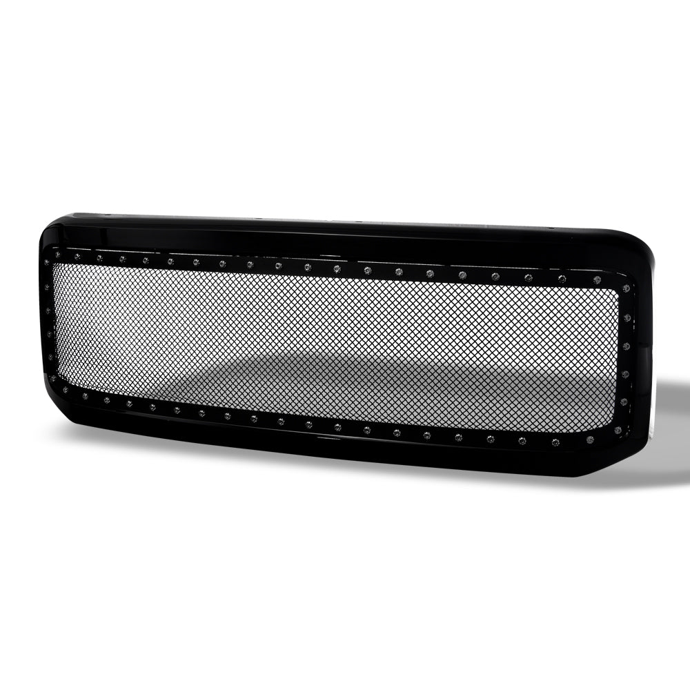 2005-2007 Ford F250 F350 Black Mesh Grille w/ Chrome Rivets