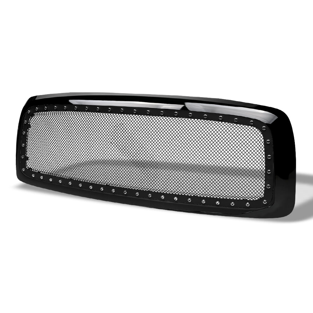 2002-2005 Dodge Ram Rivet Style Mesh Front Grille - Black ABS