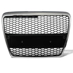 2005-2007 Audi A6 RS Style Honeycomb Mesh Front Grille - Chrome/Black