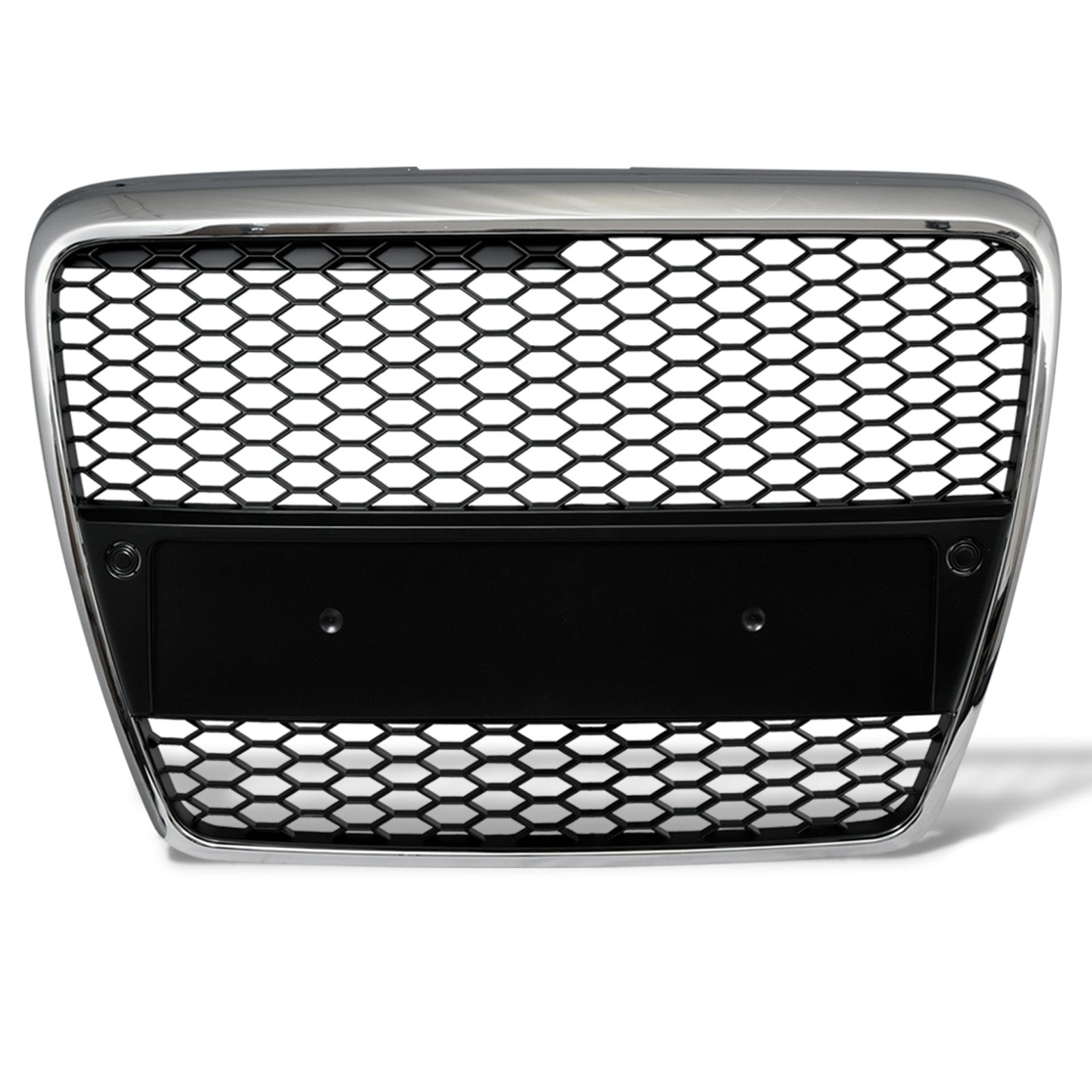 2005-2007 Audi A6 RS Style Honeycomb Mesh Front Grille - Chrome/Black