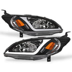 04-05 Honda Civic Crystal Headlights w/ LED Light Bar - Black