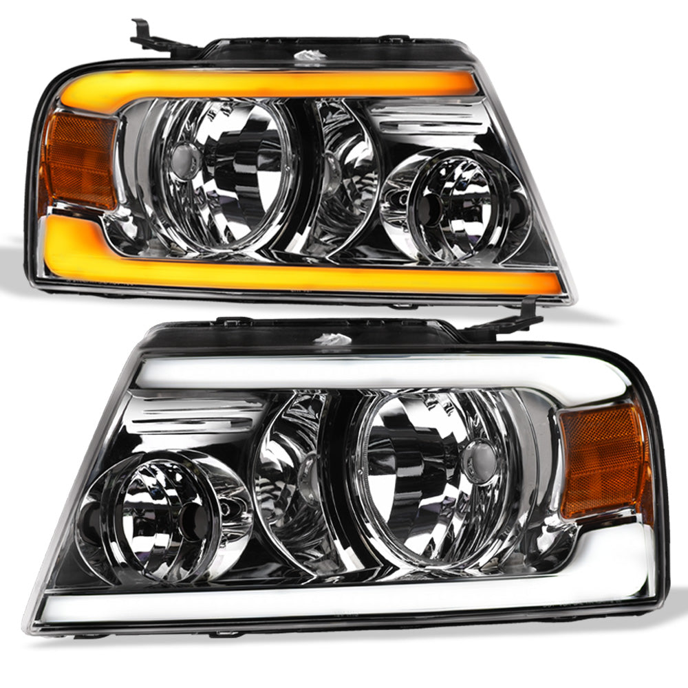 04-08 Ford F-150 Crystal Headlights Sequential LED Signal - Chrome