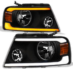 04-08 Ford F-150 LED Crystal Headlights Sequential Signal - Black