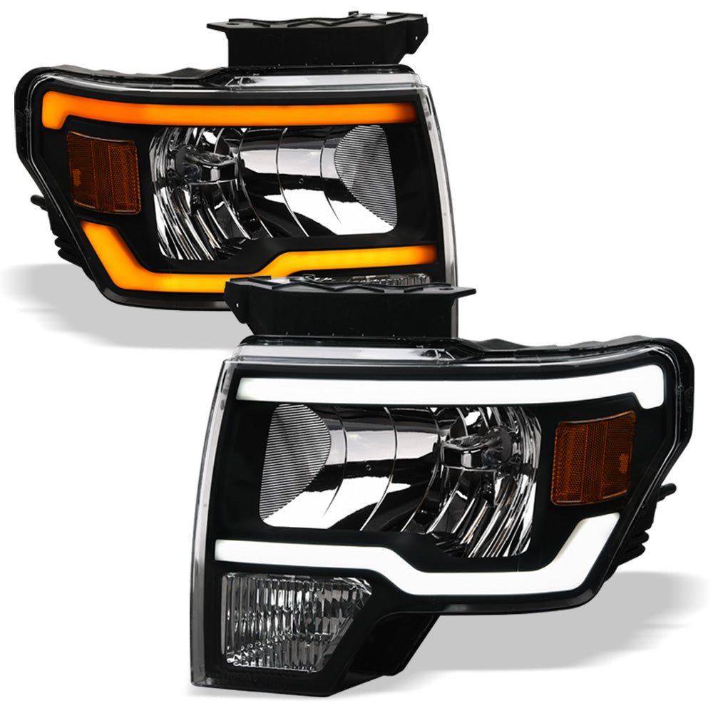 09-14 Ford F-150 LED Crystal Headlights Sequential Signal - Black