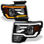 09-14 Ford F-150 LED Crystal Headlights Sequential Signal - Black