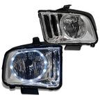 2005-2009 Ford Mustang Crystal Headlights w/ LED Halo - Chrome