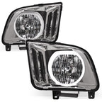 05-09 Ford Mustang LED Halo Crystal Headlights Black - FDMT05A1