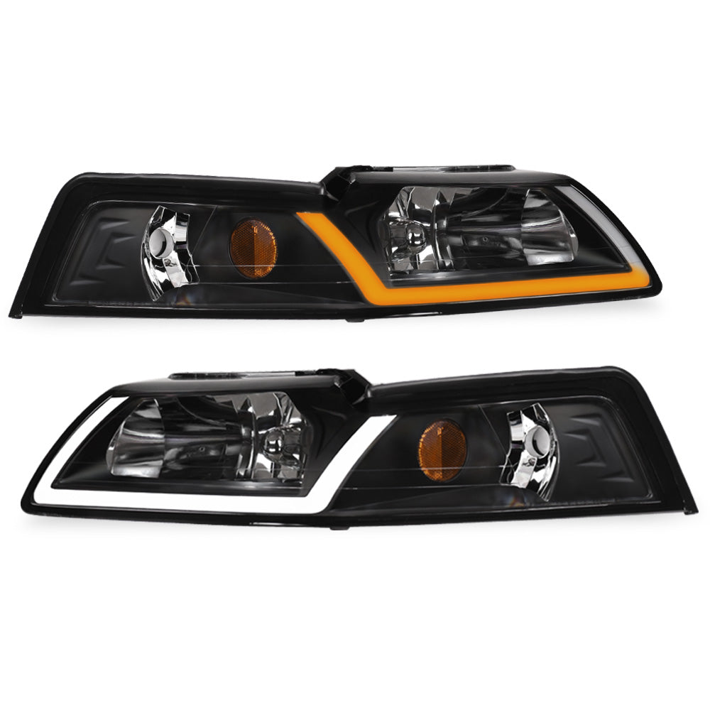 99-04 Ford Mustang Crystal Headlights Sequential LED Turn Signal