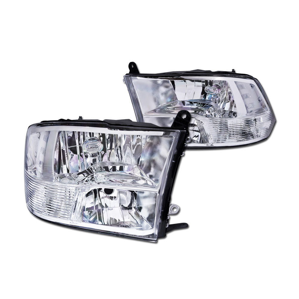 2009-2022 Dodge Ram 1500 2500 3500 Crystal Headlights - Chrome