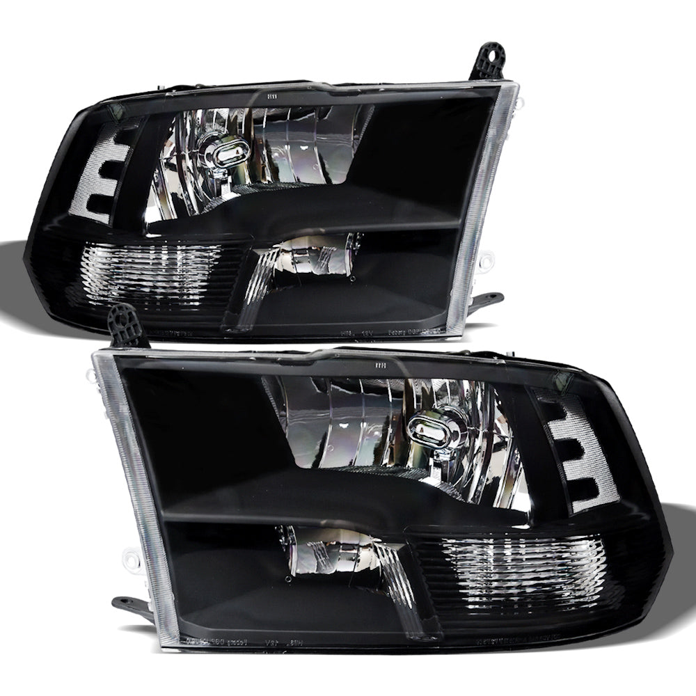 2009-2022 Dodge Ram 1500 2500 3500 Crystal Headlights Black - JDM