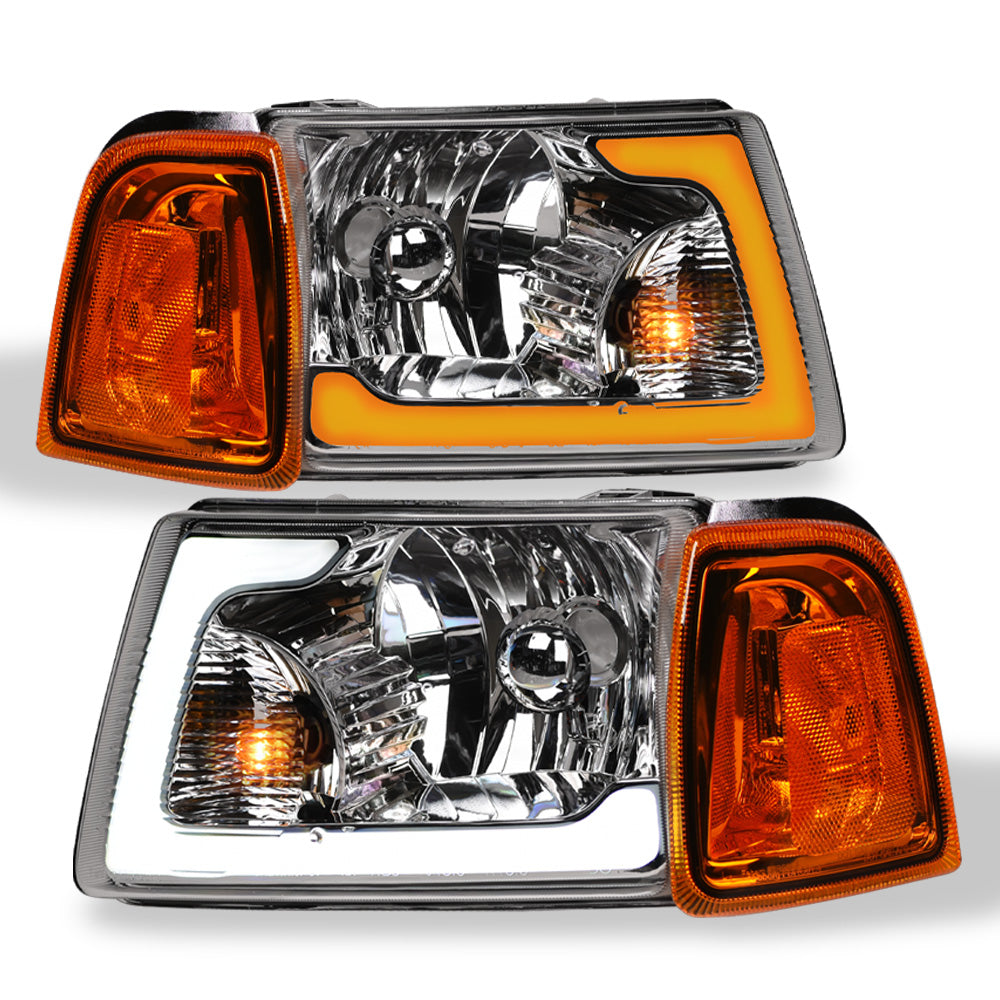 01-11 Ford Ranger Crystal Headlights w/ Sequential LED - Chrome 4PC
