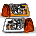 01-11 Ford Ranger Crystal Headlights w/ Sequential LED - Chrome 4PC