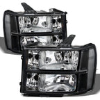 2007-2014 GMC Sierra OEM Crystal Headlights Black - GMSR07.03