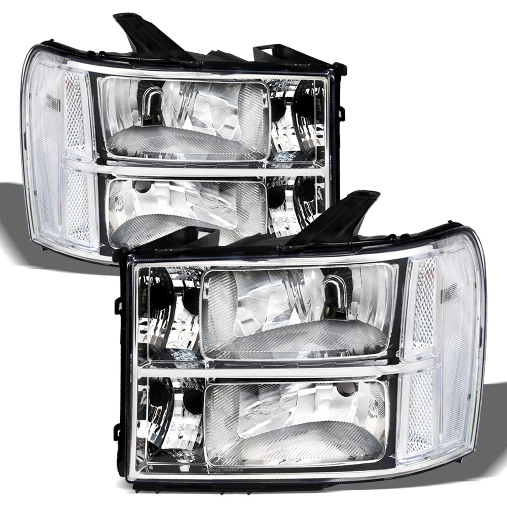 2007-2014 GMC Sierra OEM Crystal Headlights Chrome - GMSR07.04
