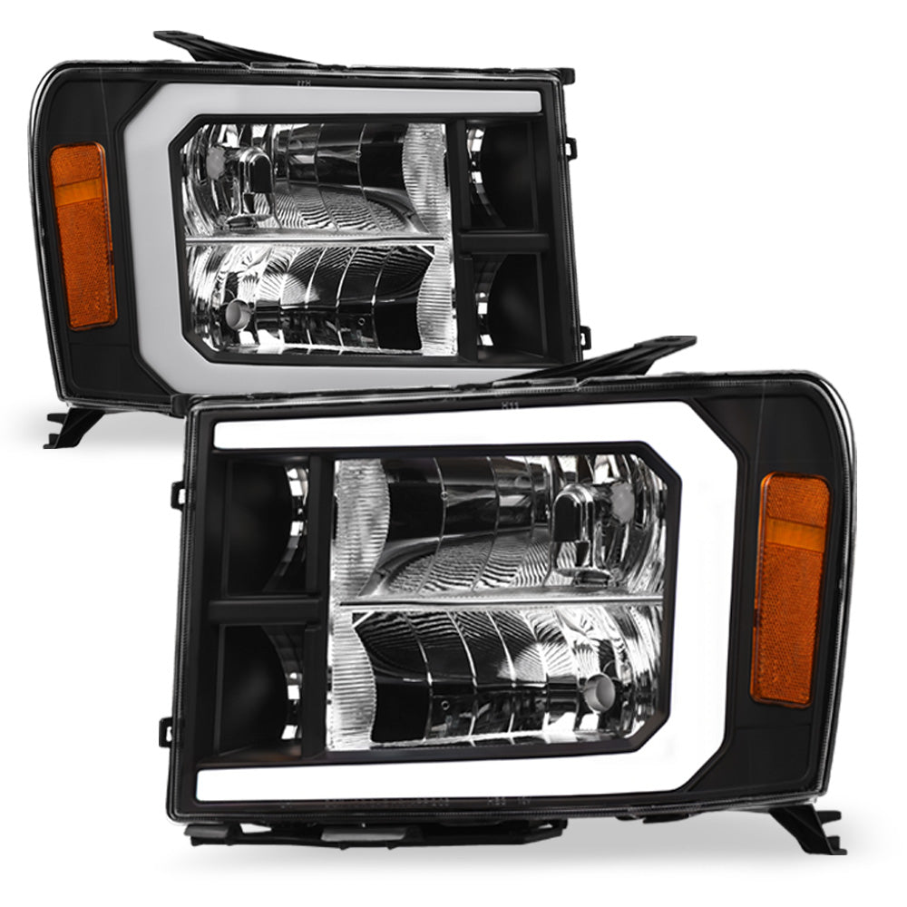 07-13 GMC Sierra 1500/2500/3500 LED Crystal Headlights - Black