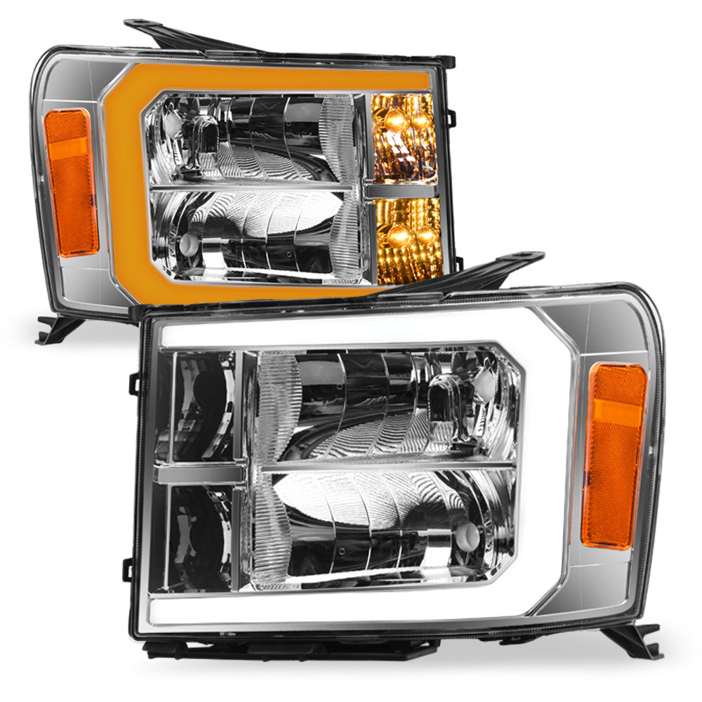 07-13 GMC Sierra 1500/2500/3500 Chrome Crystal LED Headlights