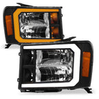 07-13 GMC Sierra 1500/2500/3500 Black Crystal LED Headlights