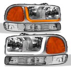 99-06 GMC Sierra Yukon XL Crystal Headlights Sequential LED Chrome 4PC