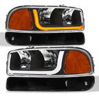 99-06 GMC Sierra Yukon XL Crystal Headlights Sequential LED Black 4PC