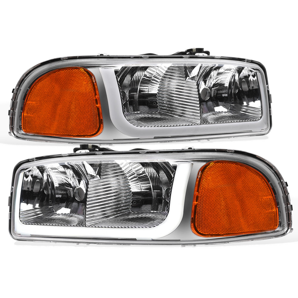 1999-2006 GMC Sierra Yukon XL LED Crystal Headlights Chrome
