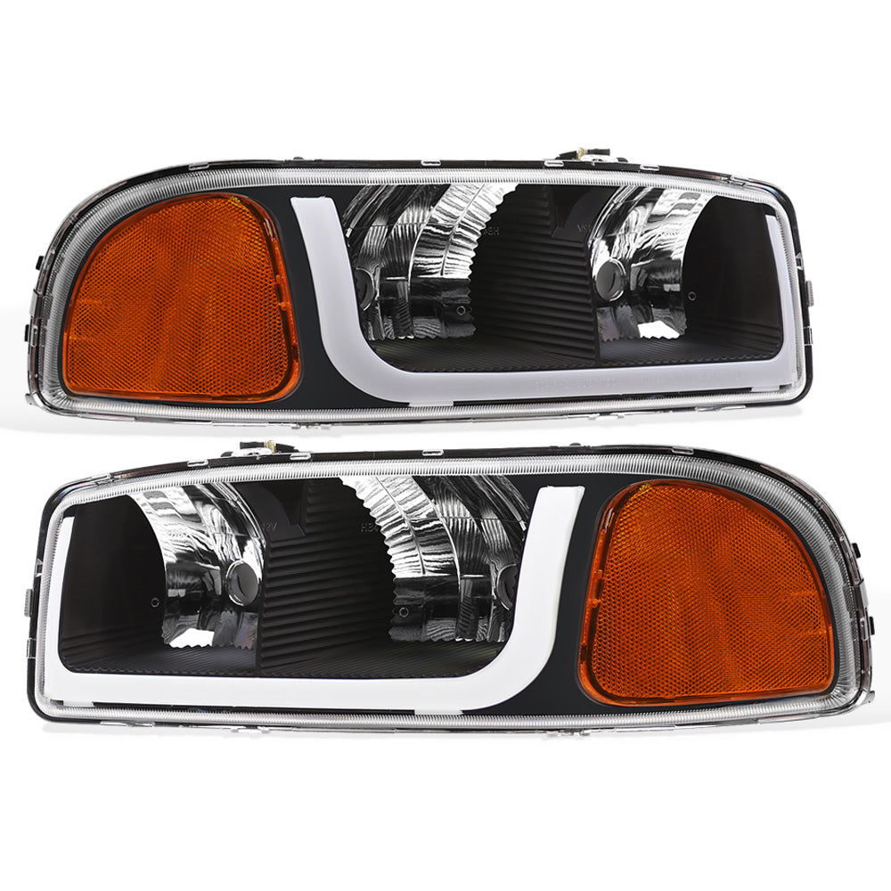 1999-2006 GMC Sierra Yukon XL LED Crystal Headlights Black