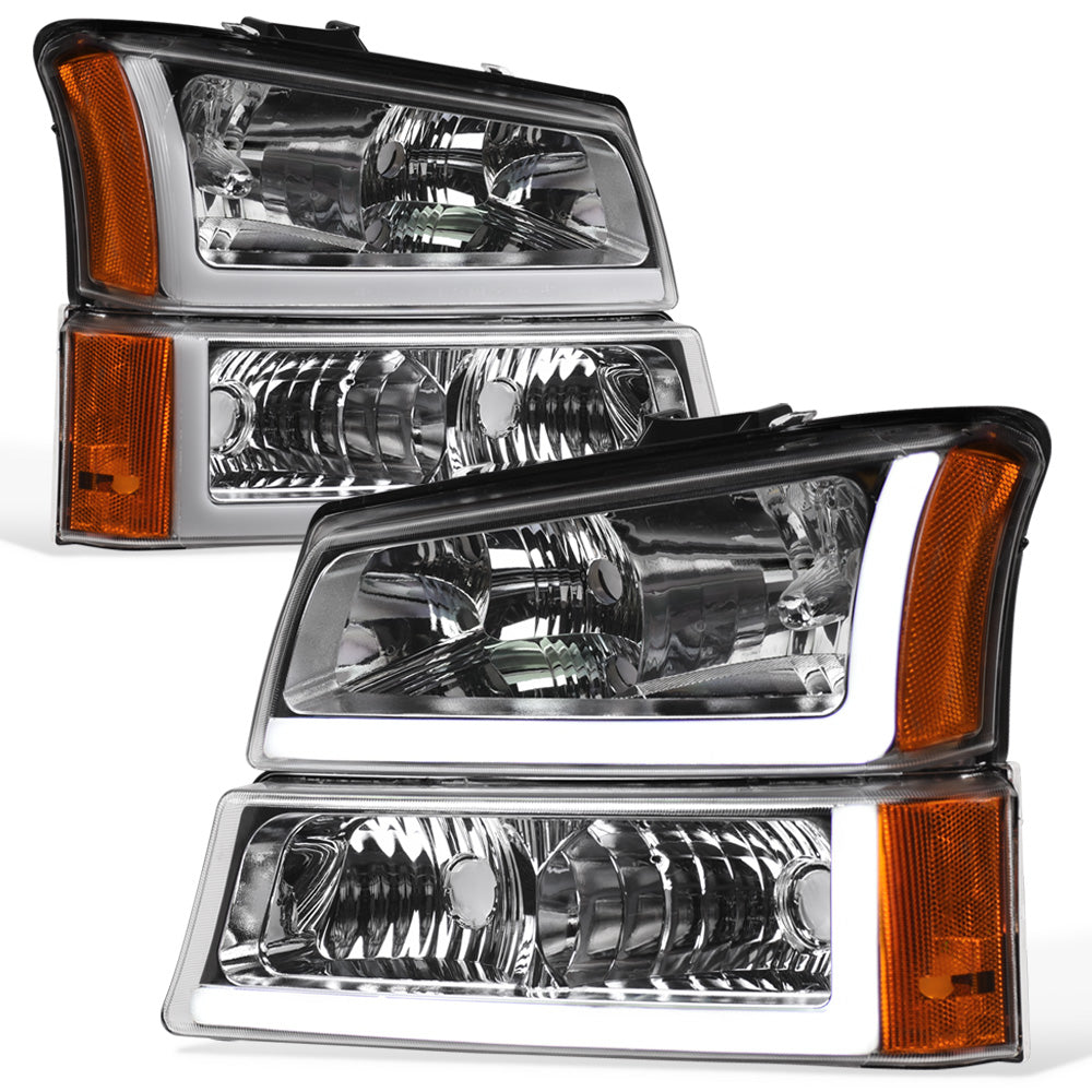 2002-2007 Chevrolet Silverado/Avalanche Crystal Headlights Set - Chrome