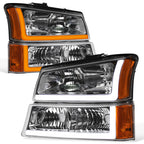 2002-2007 Chevrolet Silverado Avalanche Crystal Headlights Set - Chrome