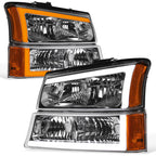2002-2007 Chevrolet Silverado/Avalanche Crystal Headlights & Signal Lights Set - Chrome