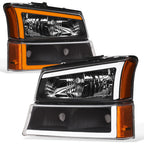 2003-2007 Chevrolet Silverado/Avalanche Crystal Headlights Set - Black