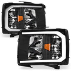 2007-2014 Chevrolet Silverado LED Crystal Headlights w/ Light Bar - Black