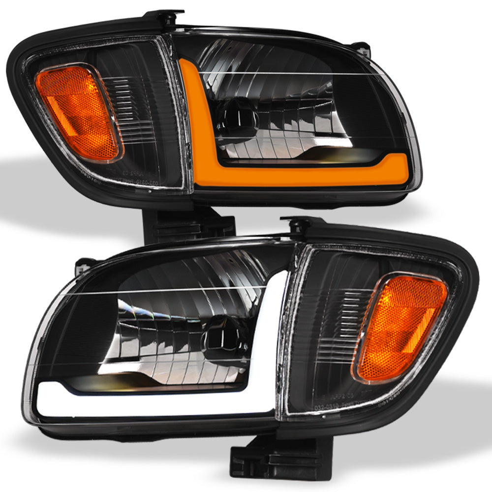 01-04 Toyota Tacoma Crystal Headlights w/ Sequential LED - Black