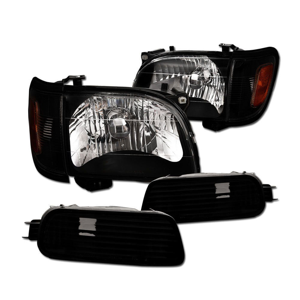 2001-2004 Toyota Tacoma Crystal Headlights Black 6PC Set - JDMA