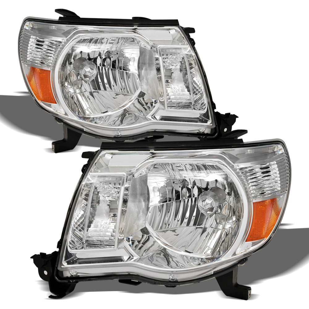 2005-2011 Toyota Tacoma Crystal Headlights Chrome w/Amber