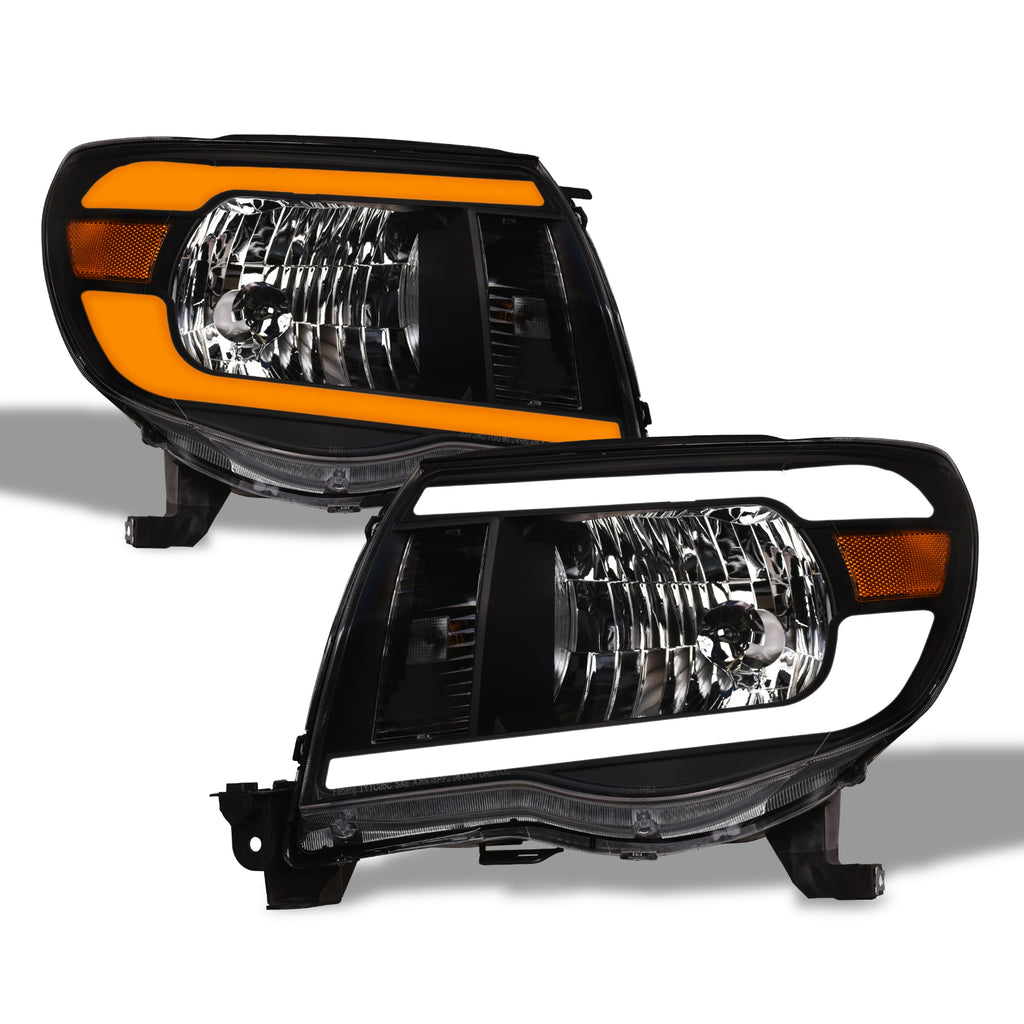 05-11 Toyota Tacoma Crystal Headlights Sequential LED Bar - Black