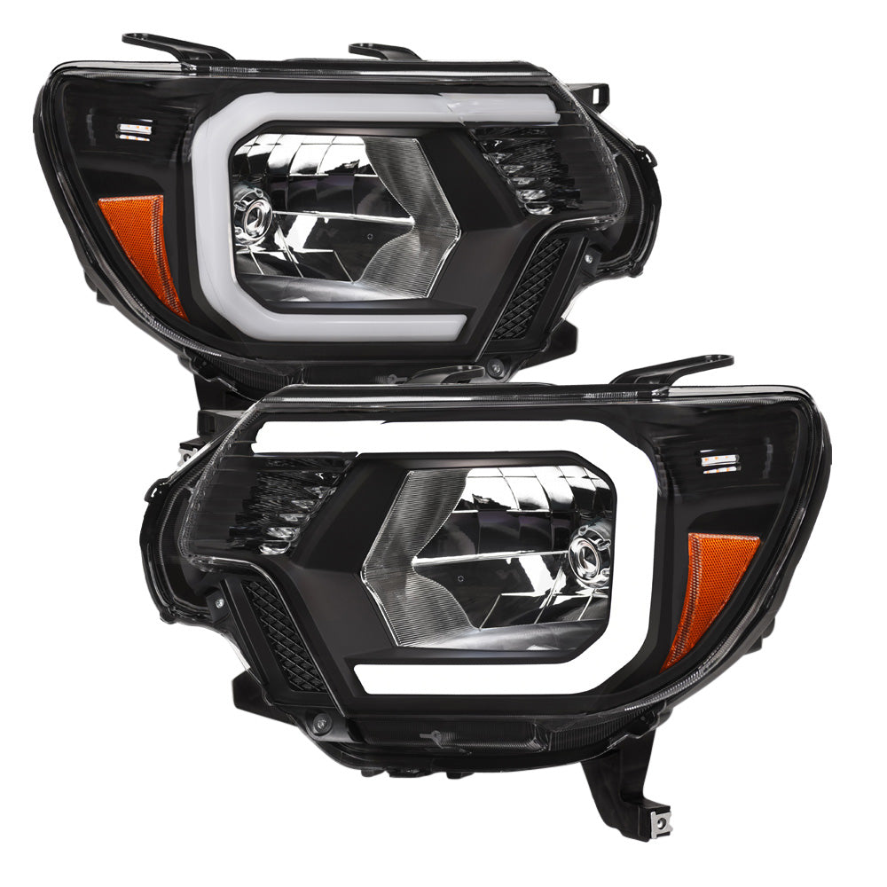 2012-2015 Toyota Tacoma LED Crystal Headlights Black - JDMA