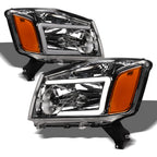 04-15 Nissan Titan Crystal Headlights w/ LED Light Bar - Chrome