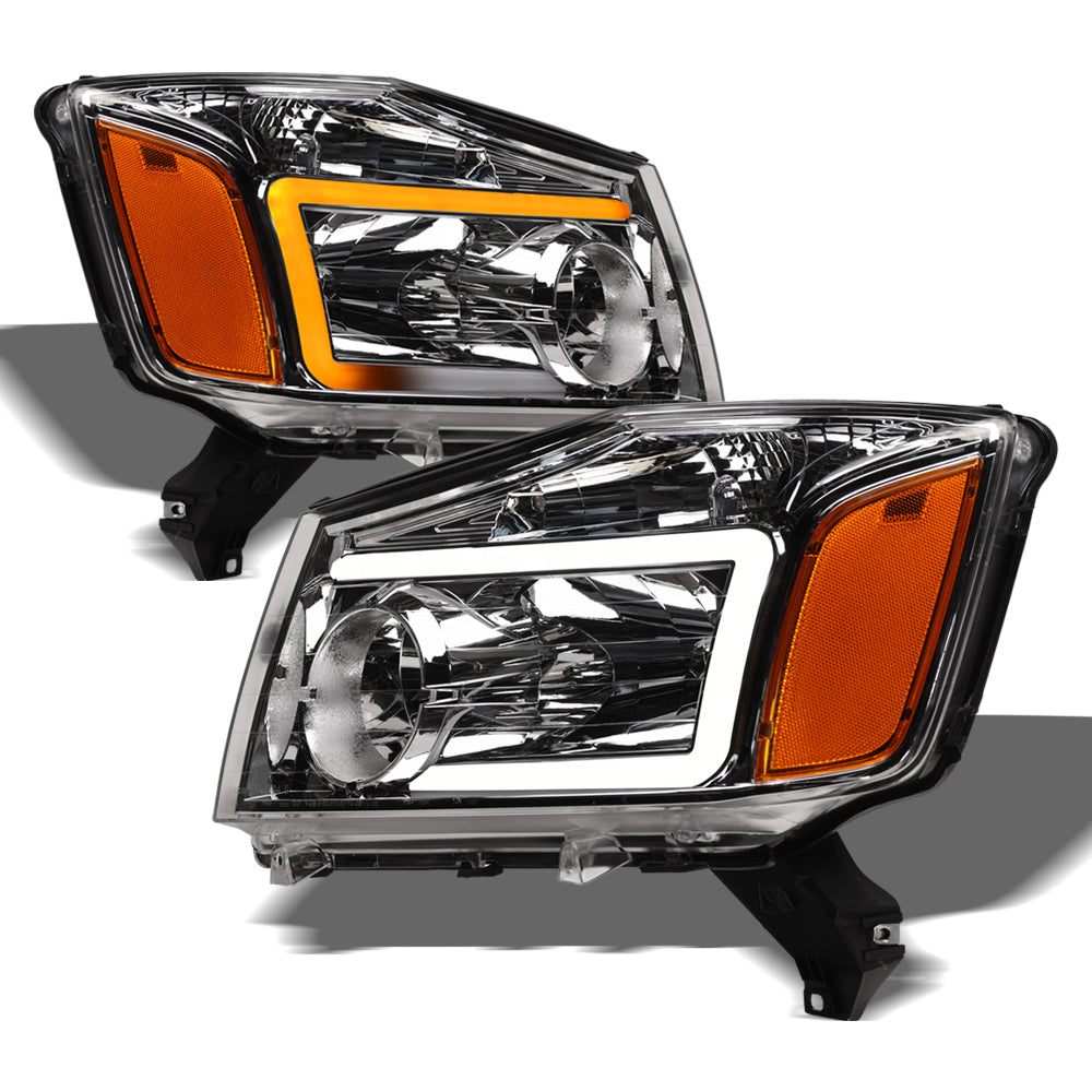 04-15 Nissan Titan Chrome Crystal Headlights Sequential LED Signal