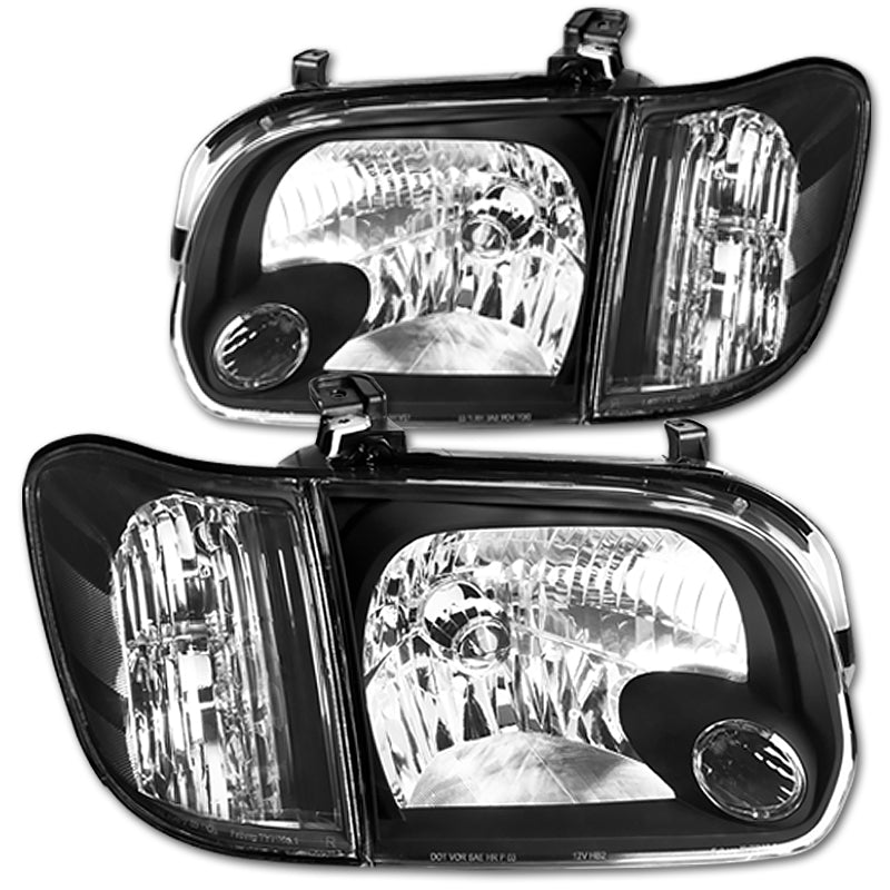 2005-2007 Toyota Tundra Sequoia Crystal Headlights Black